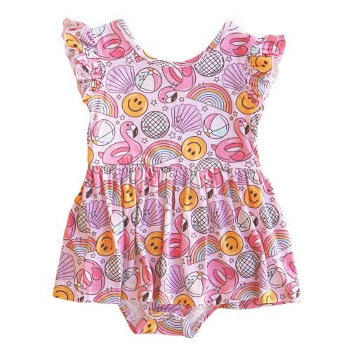 Caden Lane Sleeveless Twirl Bodysuit | Floatie Friends Pink