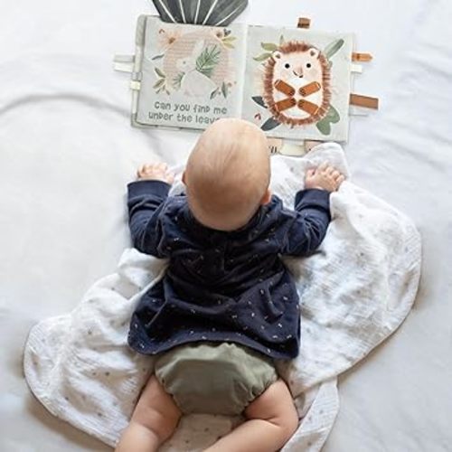 ZICOTO Soft Baby Book with Touch and Feel Pages - Cute Sensory Book for Babies 0-6 Months with Textured Animals, Mirror & Crinkle Paper - Fun Toy and Newborn/Infant Gift