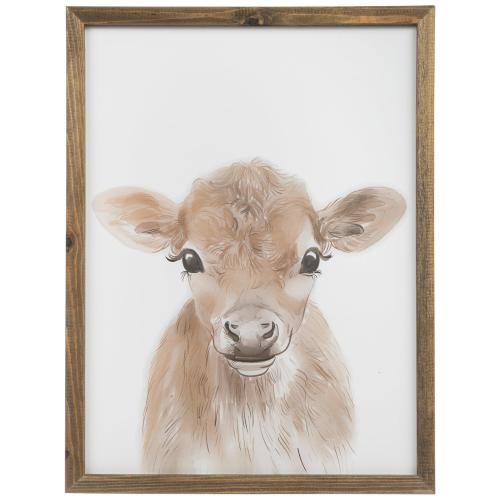 Baby Cow Framed Wood Wall Decor