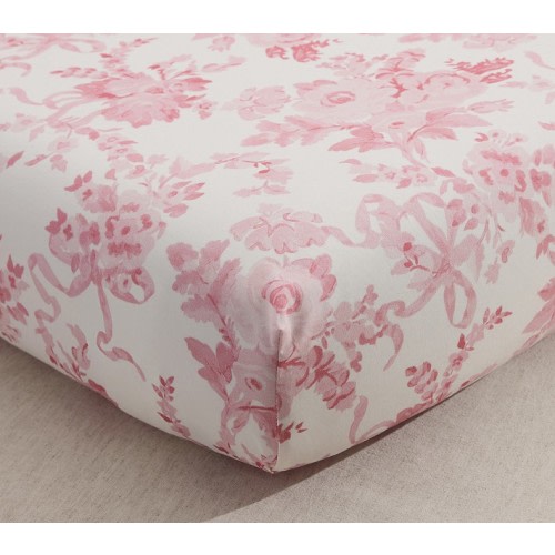 LoveShackFancy Damask Floral Organic Cotton Crib Fitted Sheet