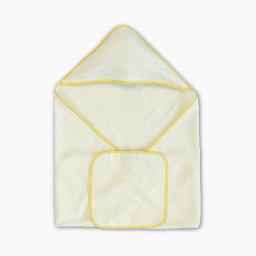 Timo & Violet Hooded Bath Towel & Washcloth Set - Lemon Piped