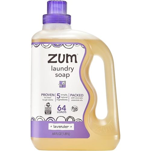 Zum Laundry Soap by Indigo Wild - Liquid, Plant-Based Soap with Baking Soda, Essential Oils, Coconut Oil & More - Wash Up to 64 Loads - Lavender - 64 fl oz