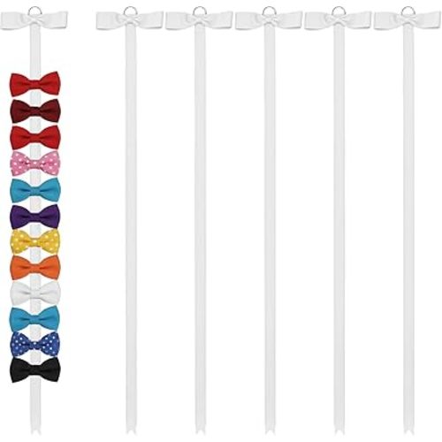 Hecila 6PCS Bow Holder Long Hair Bow Organizer Hair Accessories Organizer Hairs Clips Storage Wall Hanging Home Decor Headband Bows Storage Wall Hanging Display for Nursery Home Decors