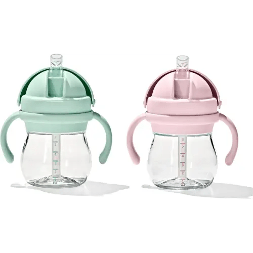 OXO Tot Transitions Straw Cup with Handles 6 oz. - Opal and Blossom - 2 Pack