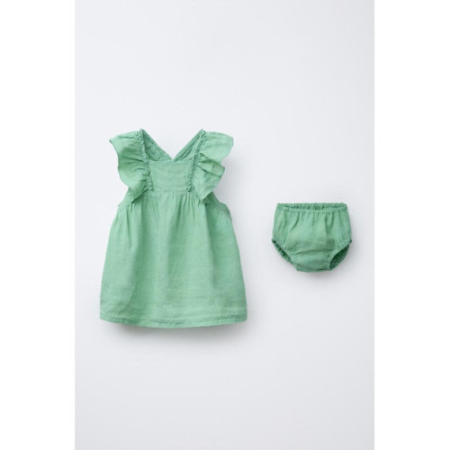 Linen Plain Dress And Bloomers