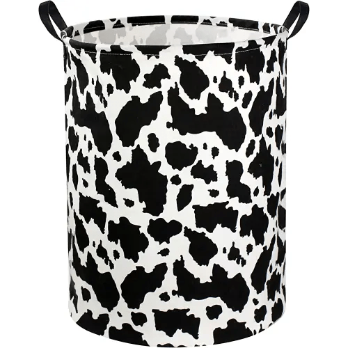 Cow Print Laundry Basket Baby Nursery Clothes Hamper Collapsible Toy Storage Bin Organizer with Handles for Kids,Boys and Girls Room Decor(Cow)