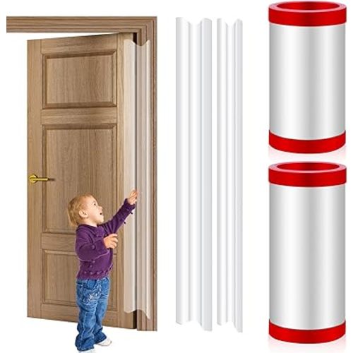 Finger Pinch Door Guard - Child Door Protector & Baby Proofing - 2 PCS Door Jam Shield Hinge Cover for 90 & 180 Degree Door Frames & Gates
