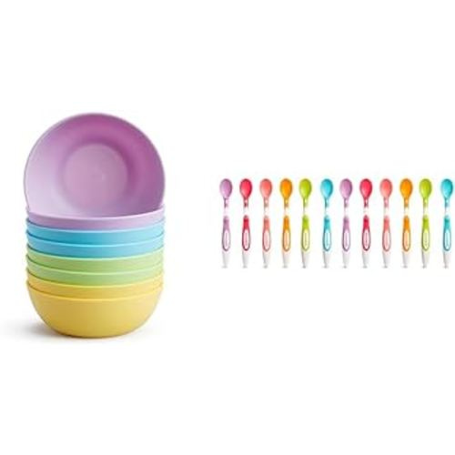 Munchkin® Multi™ Baby and Toddler Bowls, 8 Pack & Soft Tip™ Infant Spoons, 12 Count (Pack of 1)