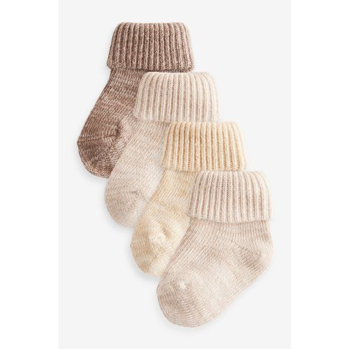 Neutral Chunky Knit Roll Top Socks 4 Pack (0mths-2yrs)