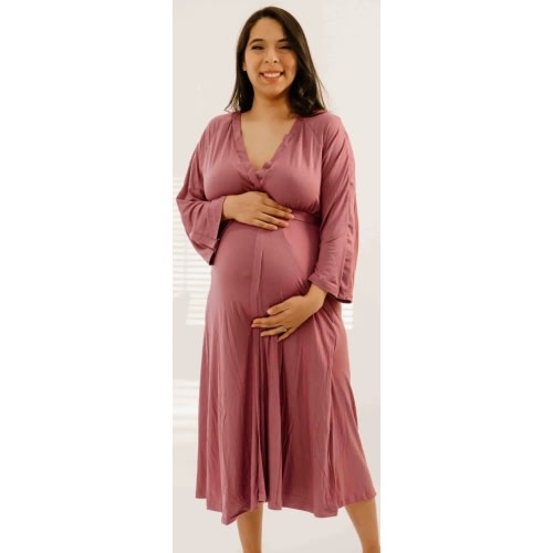 Amelia Labor & Postpartum Gown in Dusty Rose – Lila