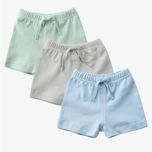 Teach Leanbh Unisex-Baby 3-Pack Cotton Soild Color Short with Drawstring 3-24 Months