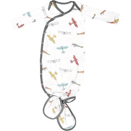 Copper Pearl Baby Gown - Knotted Newborn Sleepers for Baby Boy and Girl, Soft Stretchy Long Sleeve Infant Gowns with Bottom Tie and Hand Mittens, Perfect Hospital Coming Home Outfit (Ace)