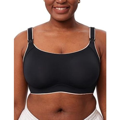 Momcozy Busty Nursing Bras, Full Coverage Maternity Bra U Neck Side Support Plus Size Pregnancy Bra Wireless