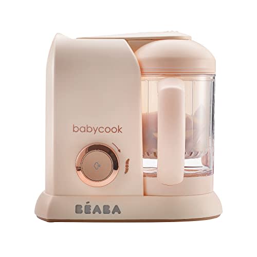 BEABA [Baby][cook] Solo 4 in 1 Baby Food Maker, Processor, Steam Cook and Blender, Large Capacity 4.5 Cups, Cook healthy baby food at Home, Dishwasher Safe, Rose Gold