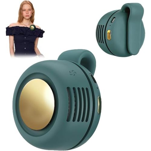 Portable Clip-On Fan, Mini USB Rechargeable 360° Rotatable Fan, Personal Fan 3-Speed Silent Mini Bladeless Fans(Green)