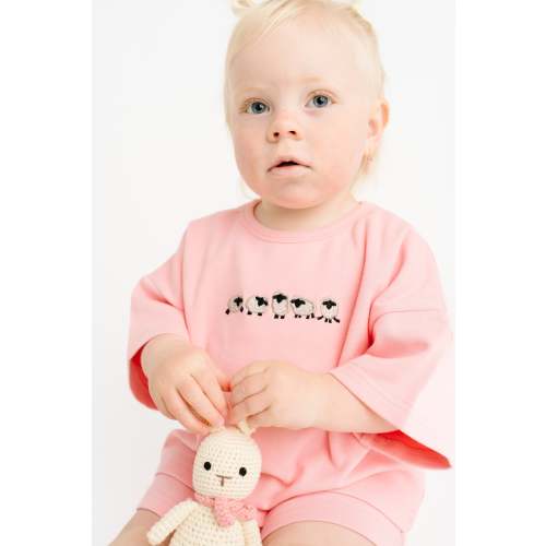 Pink Sheep Embroidered Slouchy Set