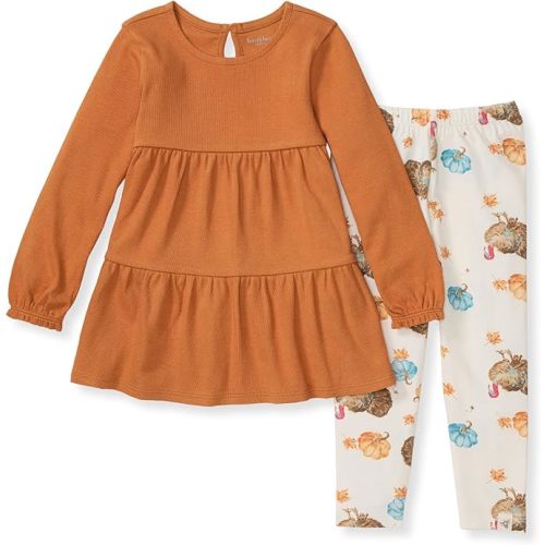 Burt's Bees Baby Baby Girls' Long Sleeve Top and Pant Set, 100% Organic Cotton