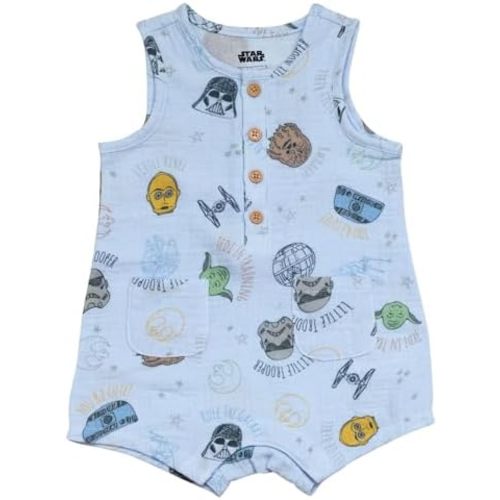 STAR WARS Baby Henley Romper Newborn to Infant Sizes (Newborn - 24 Months)