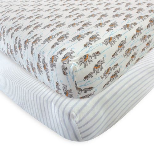 Touched By Nature Baby Organic Cotton Crib Sheet, Elephant, One Size