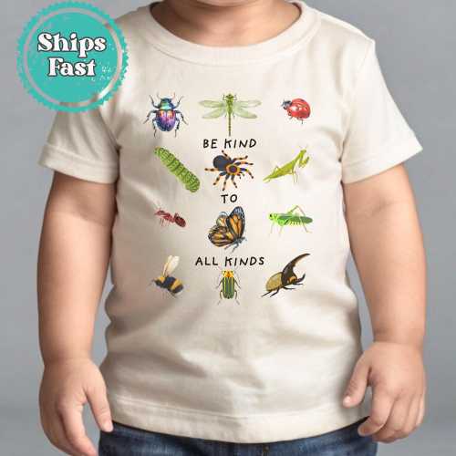 Be Kind To All Kinds Bug Toddler Shirt , Cute Retro Bugs Entomology Children's Clothing, Future Entomologist T-Shirt