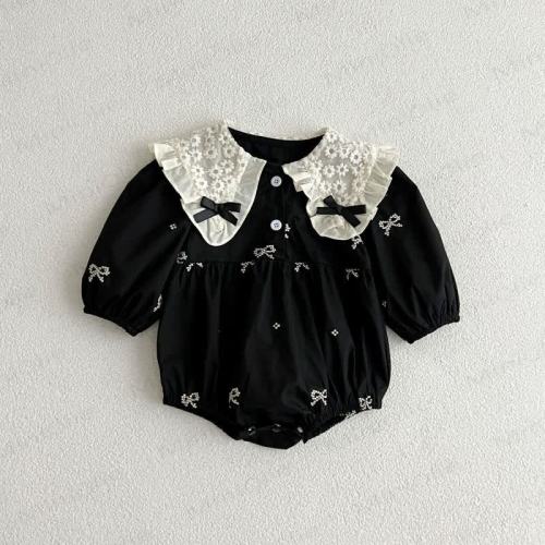 Baby Toddler Black Bows Embroidered Bodysuit