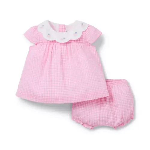 Baby Bright Pink Gingham Baby Gingham Matching Set by Janie and Jack