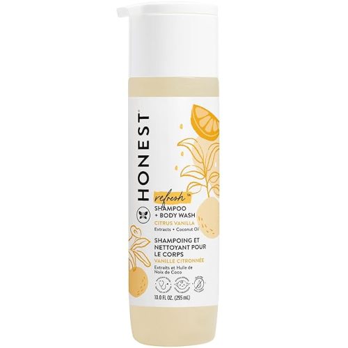 The Honest Company 2-in-1 Cleansing Shampoo + Body Wash | Gentle for Baby | Naturally Derived, Tear-free, Hypoallergenic | Citrus Vanilla Refresh, 10 fl oz - 10 Fl Oz (Pack of 1)