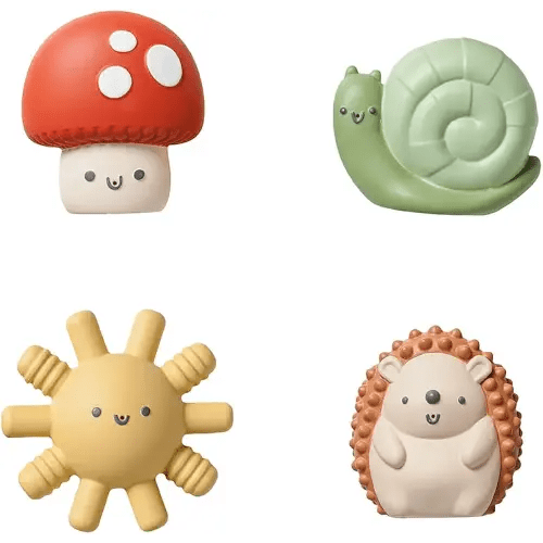 Itzy Ritzy Water-Squirting Sensory Bath Toys – Soft, Textured & Easy to Squeeze for Babies & Toddlers – Characters for Fun & Motor Skill Development - Set of 4 Includes Sun, Snail, Mushroom & Hedgehog