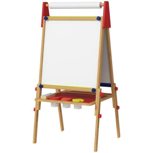 Infurnic Baby Activity Gyms Art for Kids with Paper Roll, Double Sided Whiteboard and Chalkboard with Painting Paper Stand, Green, 21.3"*18.3"*36.5"