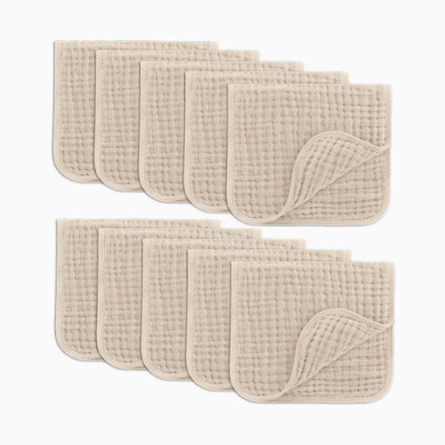 6-Layer Muslin Burp Cloths Set - Sand