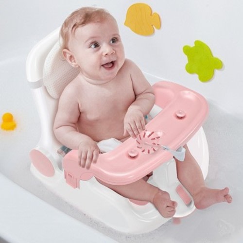 BabyBond Baby Bath Seat with Sitting & Lying 2 Modes Infant Bathtub Chair with Suction Cup