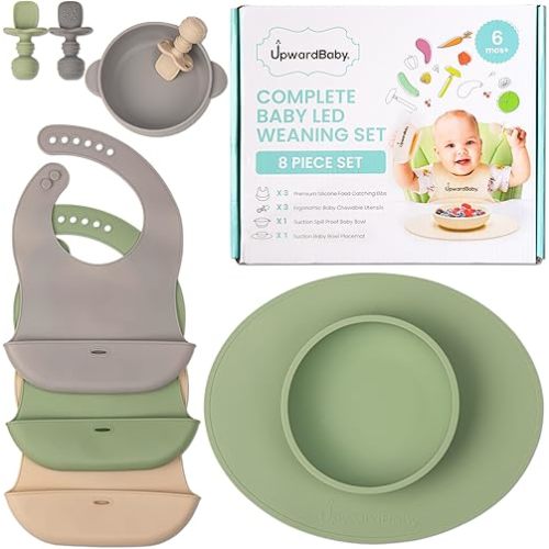 Upward Baby Led Weaning Supplies, Silicone Baby Feeding Set, Baby Feeding Essentials, Baby Led Weaning Set, Baby Eating Essentials, Baby Silicone Feeding Set, Baby Dishes, Baby Plates and Bowls Set