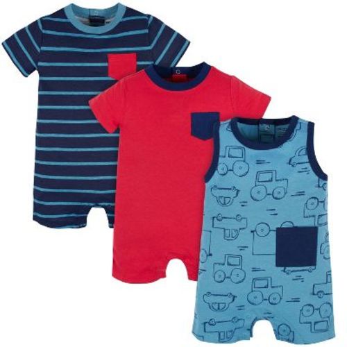 Onesies Brand Boys' 3-pack Short Sleeve And Sleeveless Rompers - Unbearably Cute - 0-3 Months