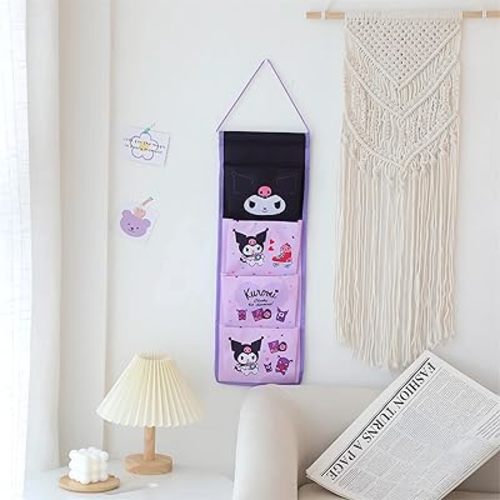 Cute Cartoon Hanging Closet Organizers and Storage, 4-Shelf Closet Hanging Storage Shelves for Girls Bedroom