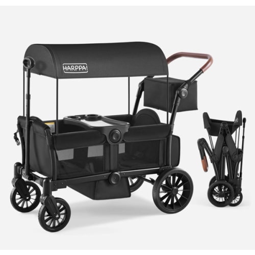 HARPPA | All-Terrain Wagon Stroller for 2 with Canopy – Foldable 2-Seat Wagon for Beach, Park & Camping Adventures