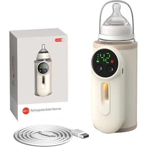 Fast Heating Portable Bottle Warmer for Travel,Monitor Milk Volume,Leak-Proof,Fast Charging&Cordless,Can Use While Charging,Keep Nutrition Bottle Warmer on The Go