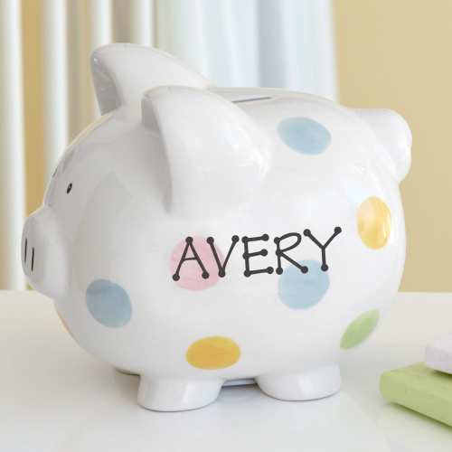 Personalized Polka Dot Piggy Bank