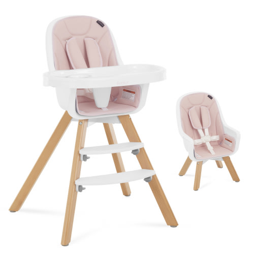Free Shipping! Evolur Zoodle 3-in-1 High Chair Booster Feeding Chair with Modern Design, Pink (Model #254)