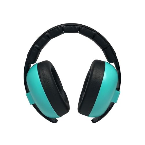 Banz Bubzee Baby Ear Defenders 0-2 Years - Loud Noise Canceling Baby Headphones & Toddler Ear Muffs, Size Adjustable - Aqua Blue