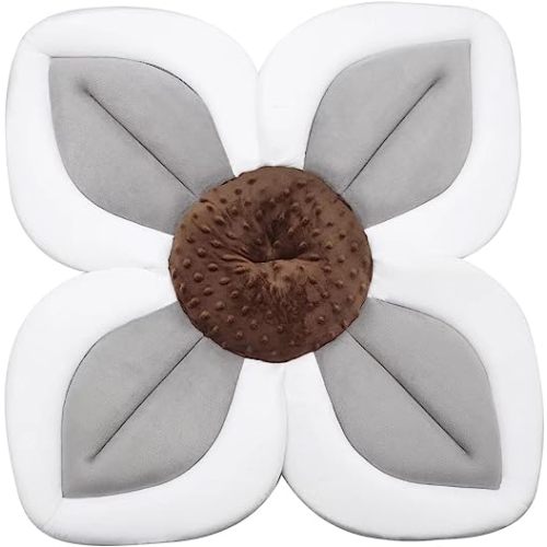 PandaEar Soft Baby Bath Flower for Sink Bathtub, Portable Infant Bath Seat Baby Bathtub Newborn, Baby Bath Pad Mat Cushion Support, Baby Essentials Shower Gift - Grey