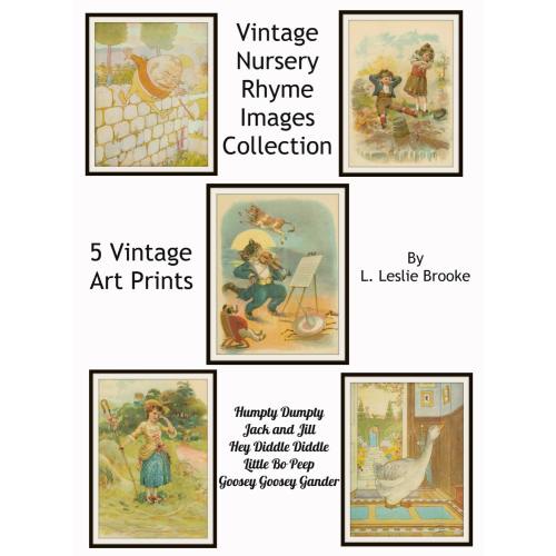 Vintage Nursery Rhyme Wall Art Collection #1 5 Vintage Prints by L. Leslie Brooke Unframed 8 x 10" OR 5 x 7"