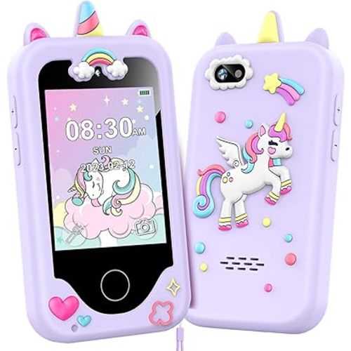 Kids Smart Phone for Girls, Christmas Birthday Gifts for Girls Age 3-10 Kids Toys Cell Phone, 2.8" Touchscreen Toddler Learning Play Toy Phone with Dual Camera, Game, Music Player, 8GB Card Purple
