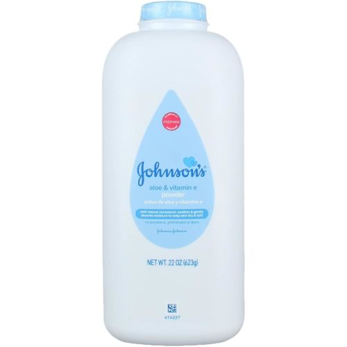 Johnson's Baby Powder, Pure Cornstarch, Aloe & Vitamin E, 22 Ounce (Pack of 3) - Packaging May Vary