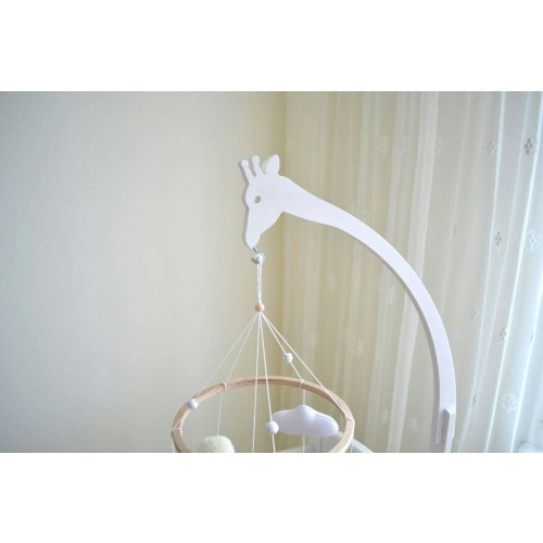 Giraffe Baby Mobile Hanger: Birch Wood Crib Arm