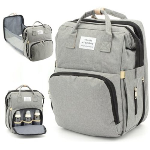 DERSTUEWE Diaper Bag Backpack, Baby Diaper Bags with Changing Pad, Insulated Milk Bottle Pockets, Grey
