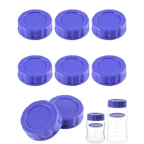 Baby Bottle Caps Compatible with Lansinoh Bottles, Travel and Storage Bottle Lids Replacement, 8 Count, Purple