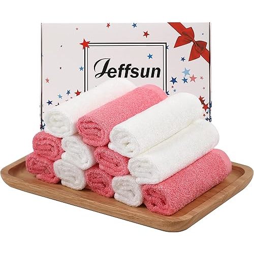 Baby Washcloths 12 Pack, 10x10 inch Heavenly Soft Wash Cloth for Face and Body, Gentle & Safe Pink Face Towel on Sensitive Skin, Baby Essentials Bath Shower Gifts for Girl Infant Kid Toddler Children
