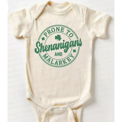 Prone To Shenanigans And Malarkey St.Patricks Day Bodysuit For Baby
