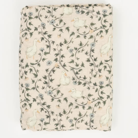 Vintage goose muslin swaddle blanket