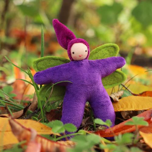 Fairy Doll, purple fairy, FD-J1, waldorf toy, flower fairy, waldorf doll, pixie doll, sprite doll, natural toy, textile doll, Fairie doll